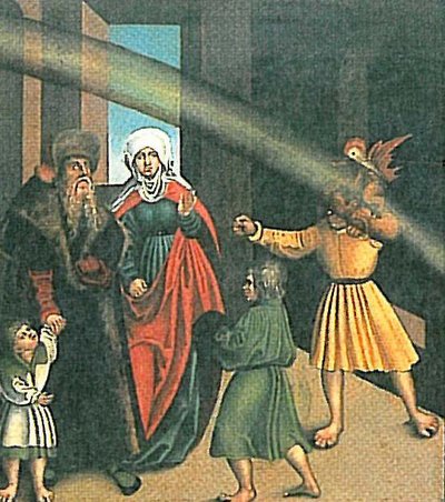 The Ten Commandments - 4th Commandment (detail) by Lucas Cranach the Elder